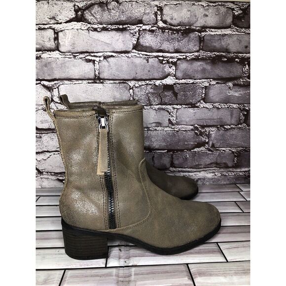 Clarks Metallic Leather Taupe Nevella Devon Zip Ankle Boots Women 7.5M US/38EU - Picture 12 of 16